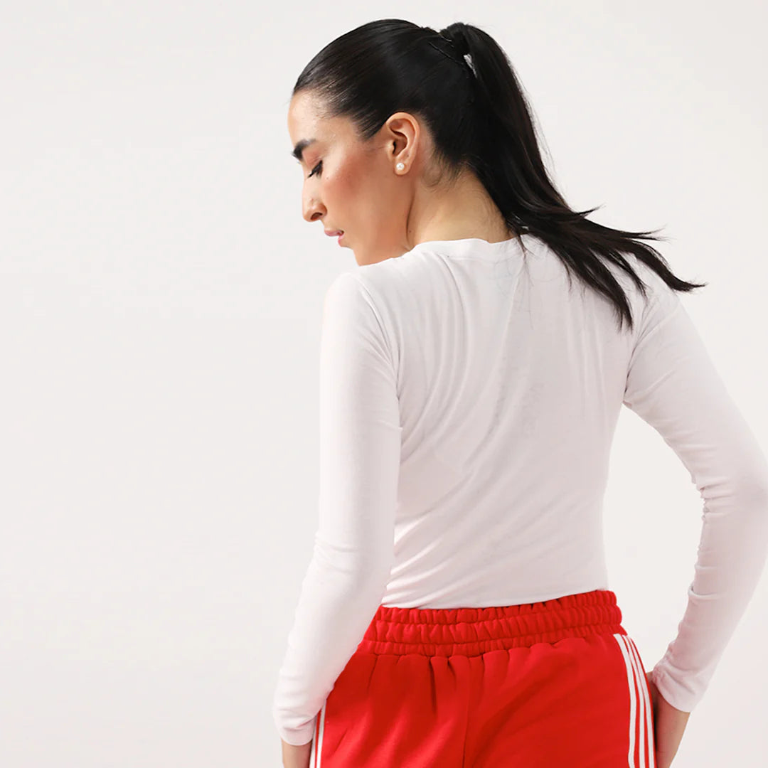 Poly cotton Full Sleeves plain T-Shirt For Women-White