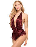 Lace trim silk nighty for women