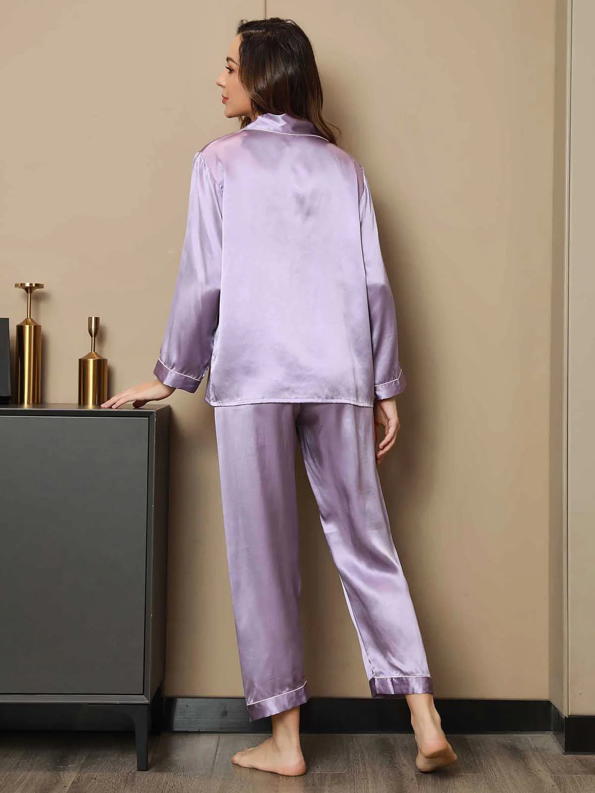 Lavender Silk Pj Set For Women