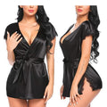 Lace trim Silk robe gown for women