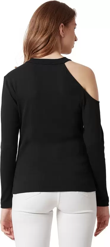 Poly cotton Full Sleeves T-Shirt For Women-Black
